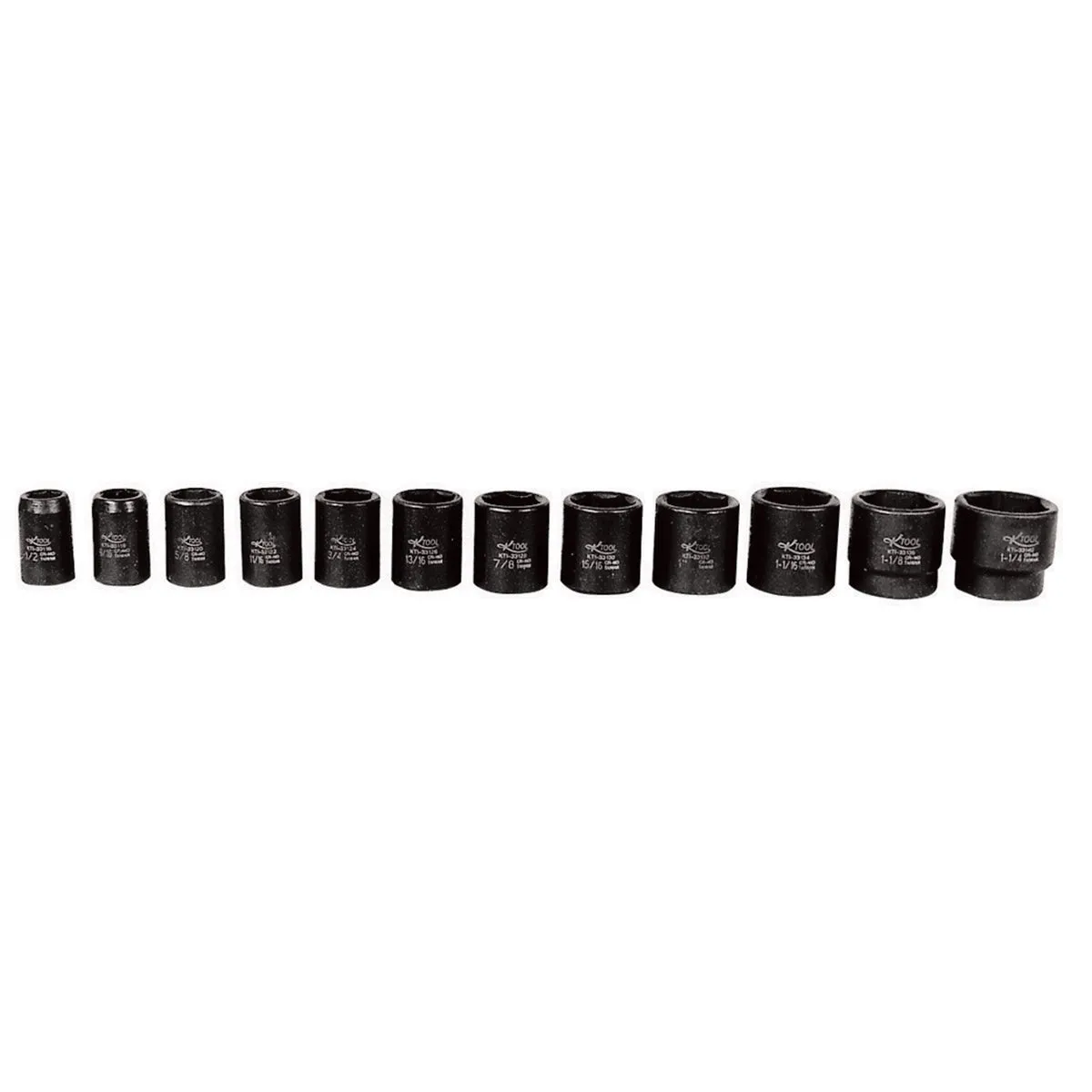 12 Piece 1/2" Drive SAE 6 Point Standard Impact Socket Set KTI33100