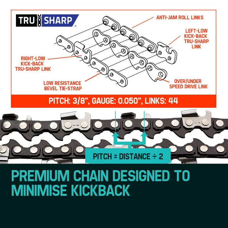12" Low Kickback Chainsaw Chain 3/8 Pitch .050 Gauge 44DL Baumr-AG