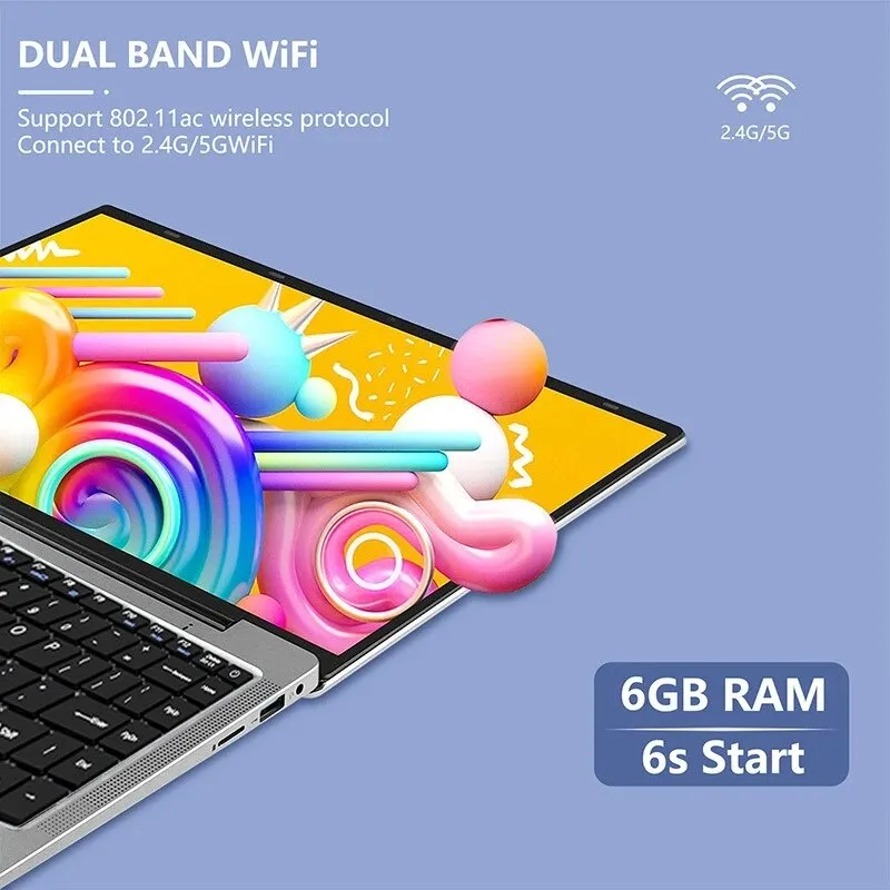 14 Inch Cheap Laptop Intel J4105 DDR4 6GB RAM 1TB SSD Portable Student Win 10 Notebook FHD Screen Computer for Business Office