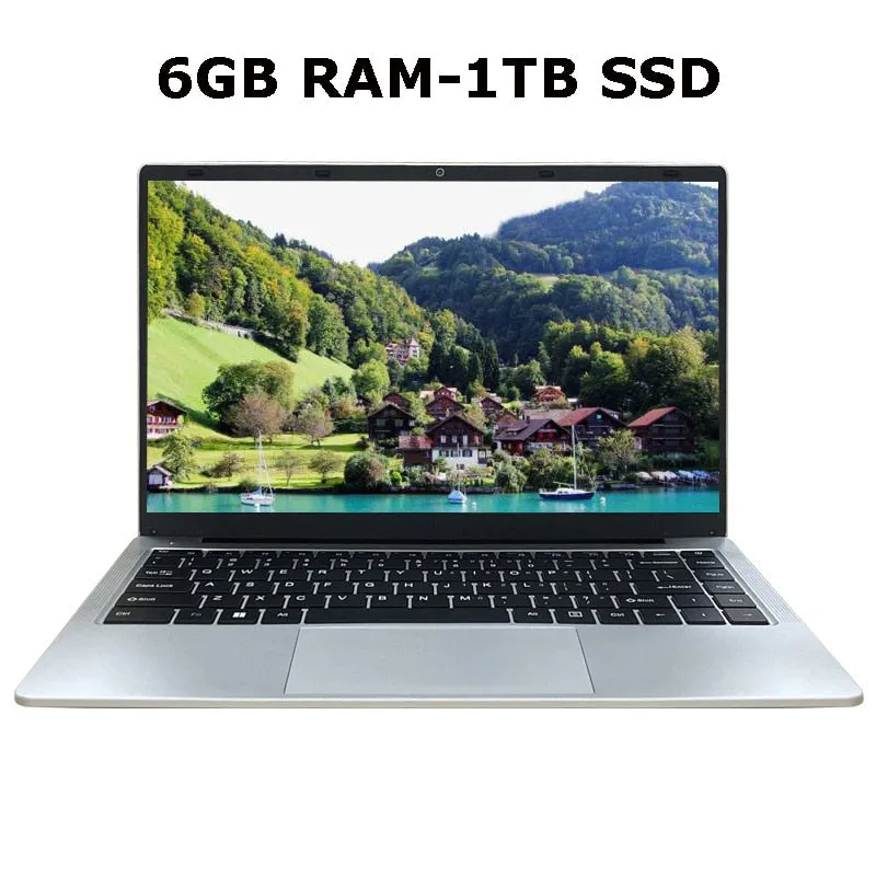 14 Inch Cheap Laptop Intel J4105 DDR4 6GB RAM 1TB SSD Portable Student Win 10 Notebook FHD Screen Computer for Business Office