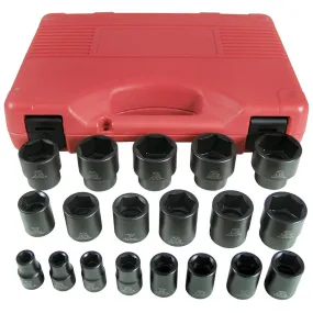 19 Piece 1/2" Drive 6 Point SAE Short Impact Socket Set KTI33101