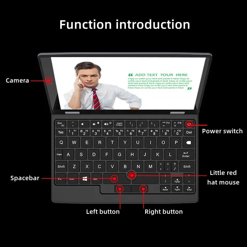 2023 Touch Screen Laptop Portable Mini Notebook Windows 10 Micro Computer 7 Inch Intel J4105 12GB 1TB IPS Netbook Win 10 Pro PC
