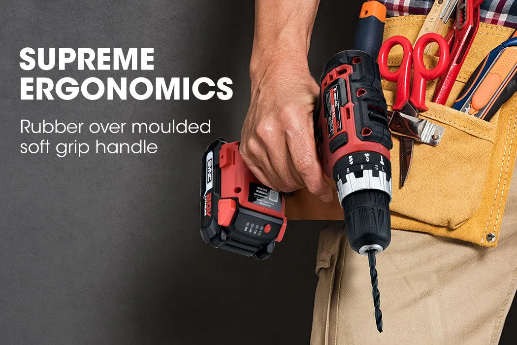 20V Cordless Power Drill Kit, TriMode Hammer, 13pc Set - Baumr-AG