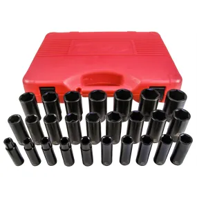26 Piece 1/2" Drive 6 Point Metric Deep Impact Socket Set KTI38202