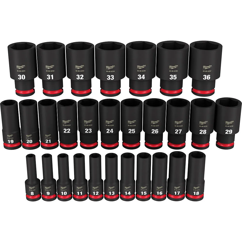 29PC SHOCKWAVE™ Impact Duty™ 1/2" Drive Metric Deep 6 Point Socket Set