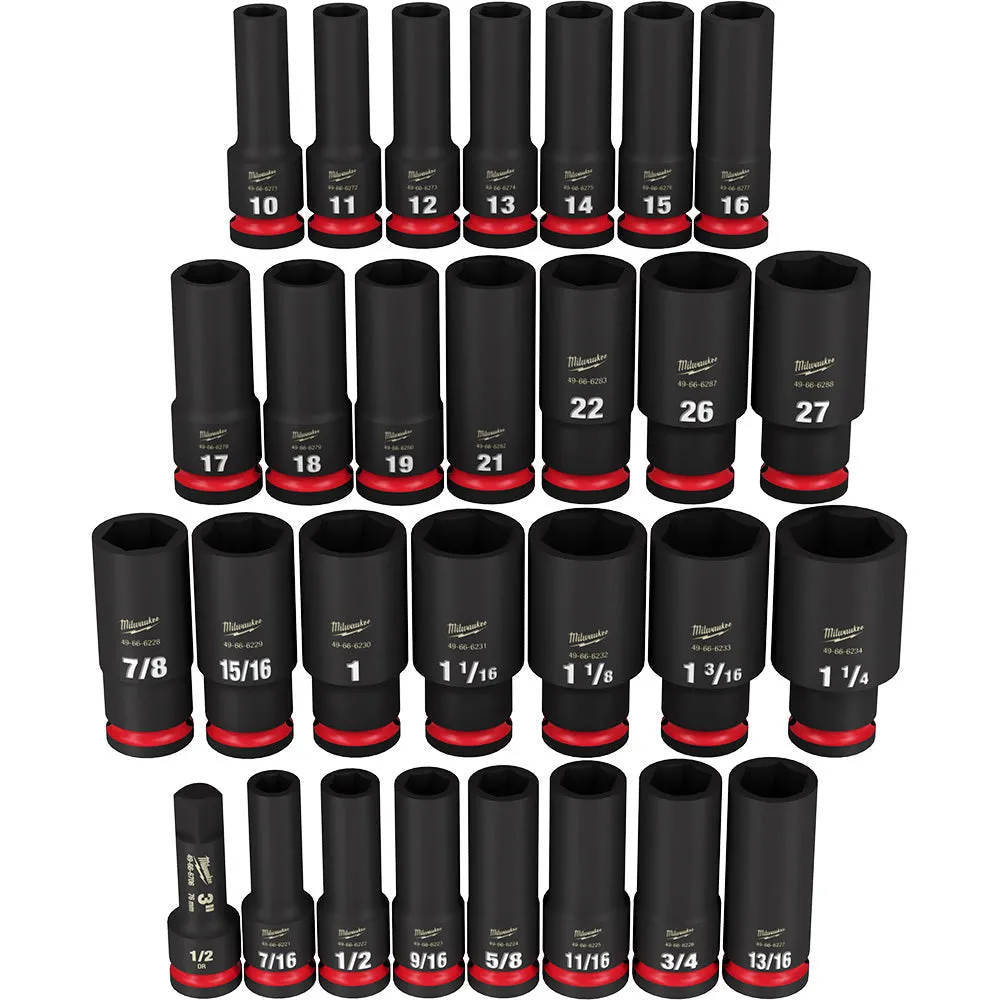 29PC SHOCKWAVE™ Impact Duty™ 1/2" Drive SAE & Metric Deep 6 Point Socket Set