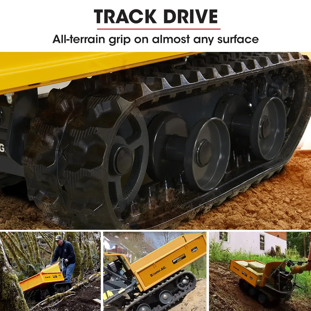300kg Motorised Tracked Wheelbarrow, 6.5HP Petrol Engine, Baumr-AG