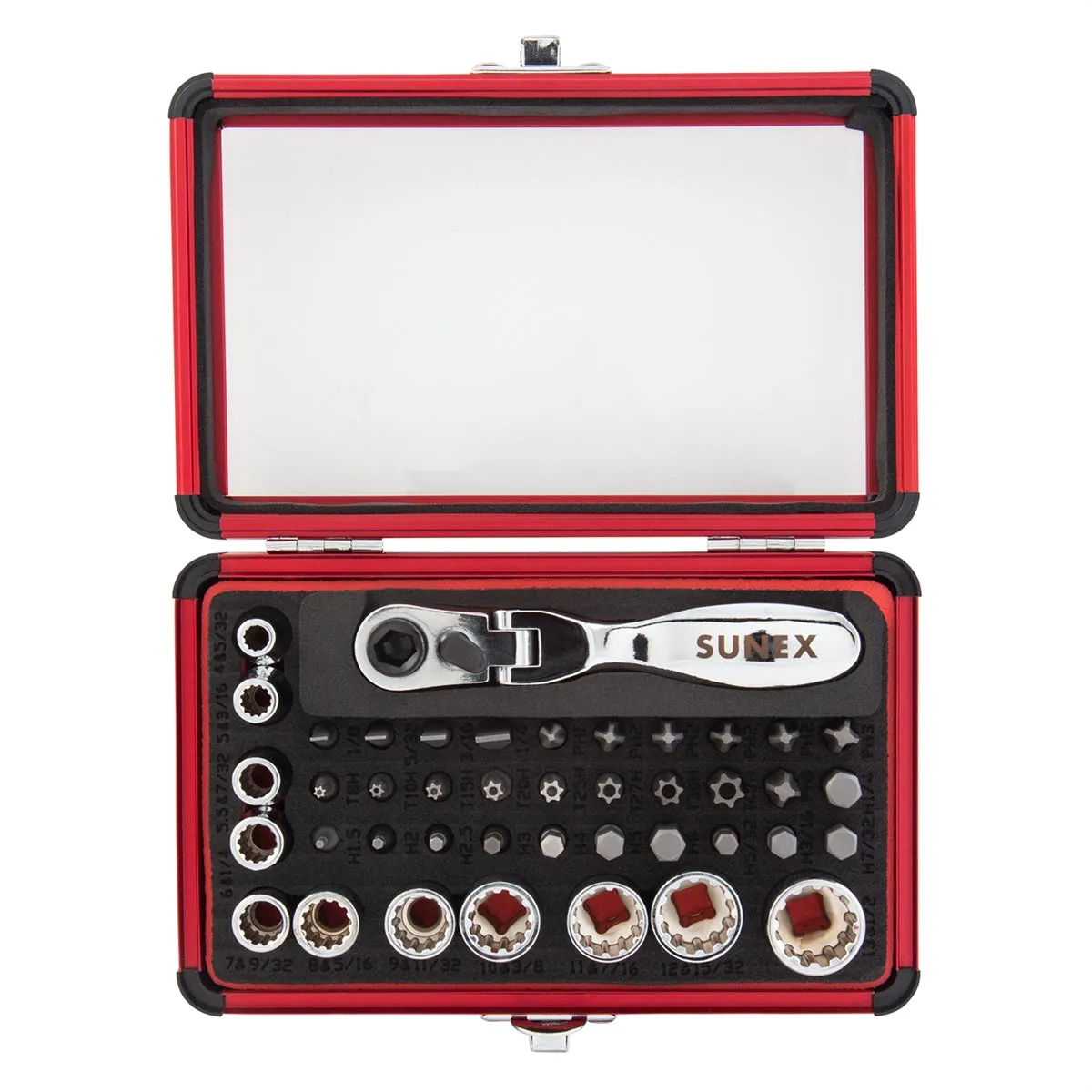44 Piece Mini 1/4" Drive Dual Flex Head Ratchet with Socket SUN9732