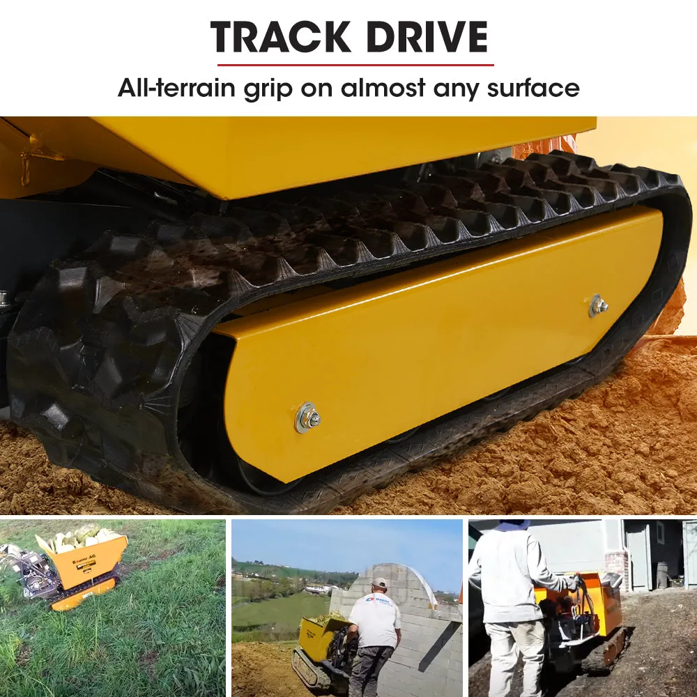 500kg Capacity Motorised Tracked Wheelbarrow, 6.5HP Briggs & Stratton