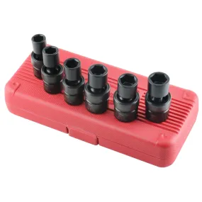 6 Piece 1/2" Drive 6 Point Metric Flex Impact Socket Set KTI38500