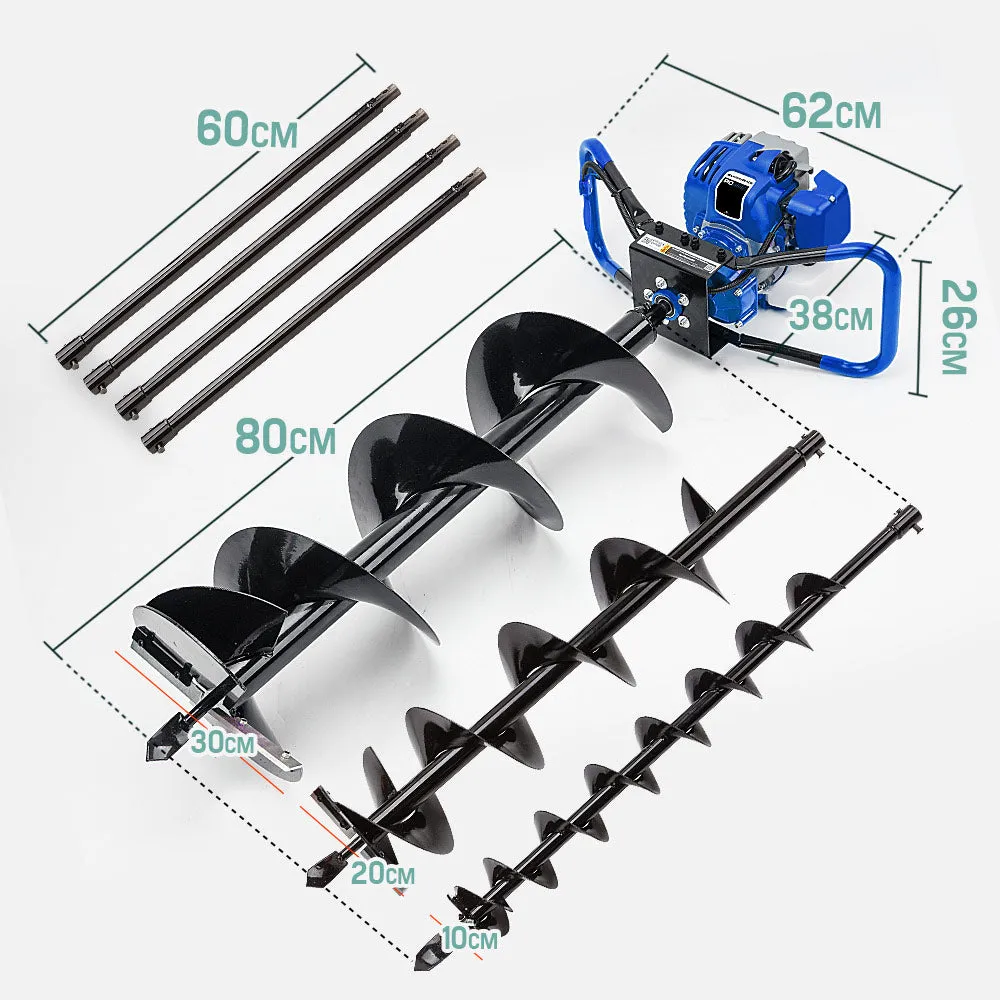 75cc Pro-Grade Post Hole Digger Set High Output Powerblade