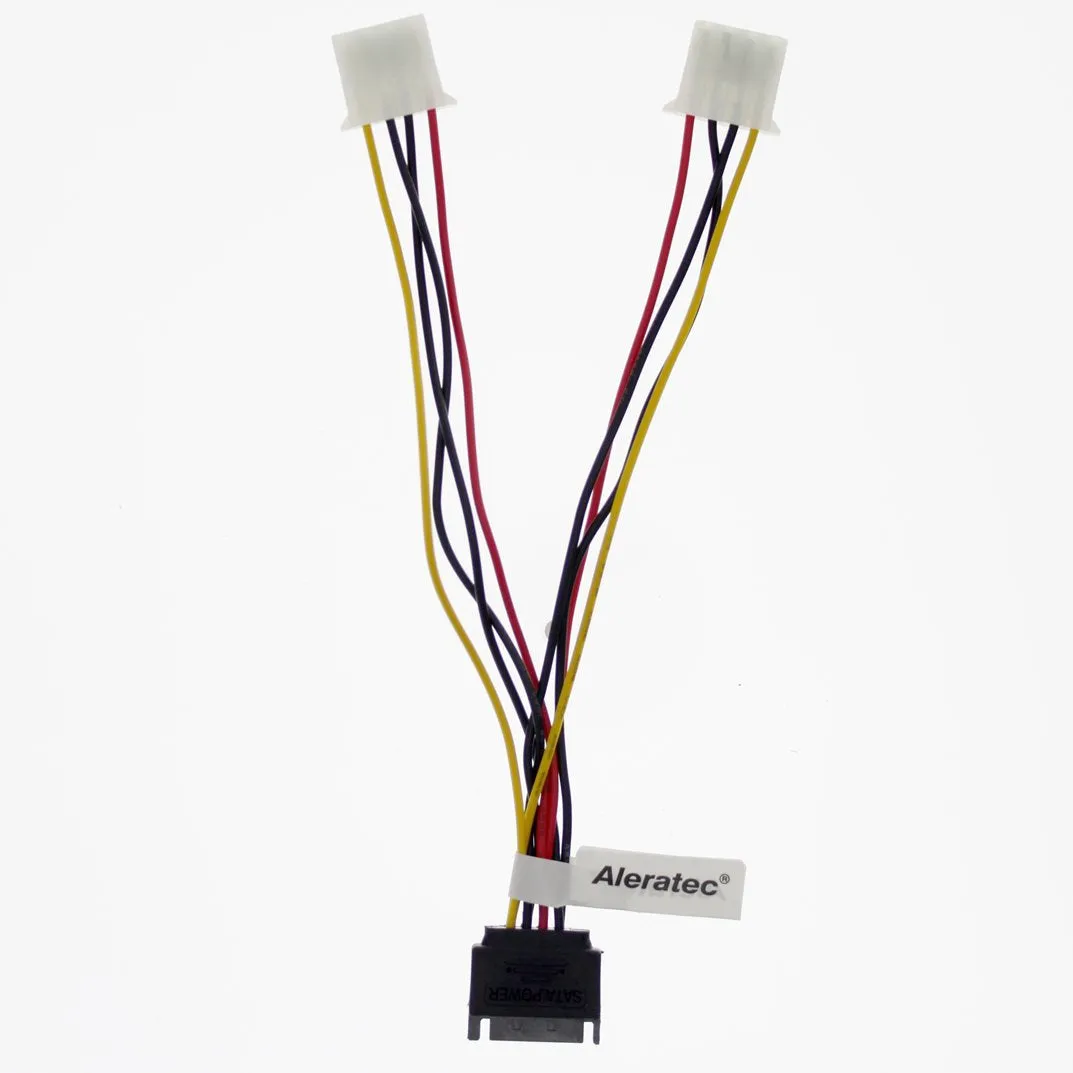Aleratec 15 Pin SATA Male to 4 Pin Molex Female 1:2 Y Splitter Cable 8 in 6