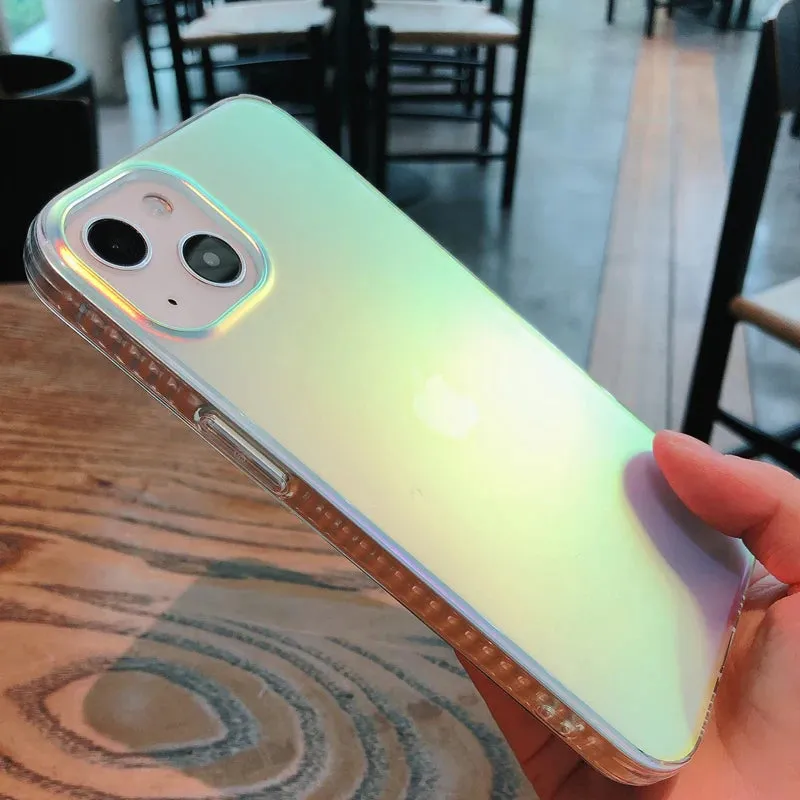 Aurora Laser Gradient Matte Shockproof Phone Case for iPhone – Stylish Protective Cover