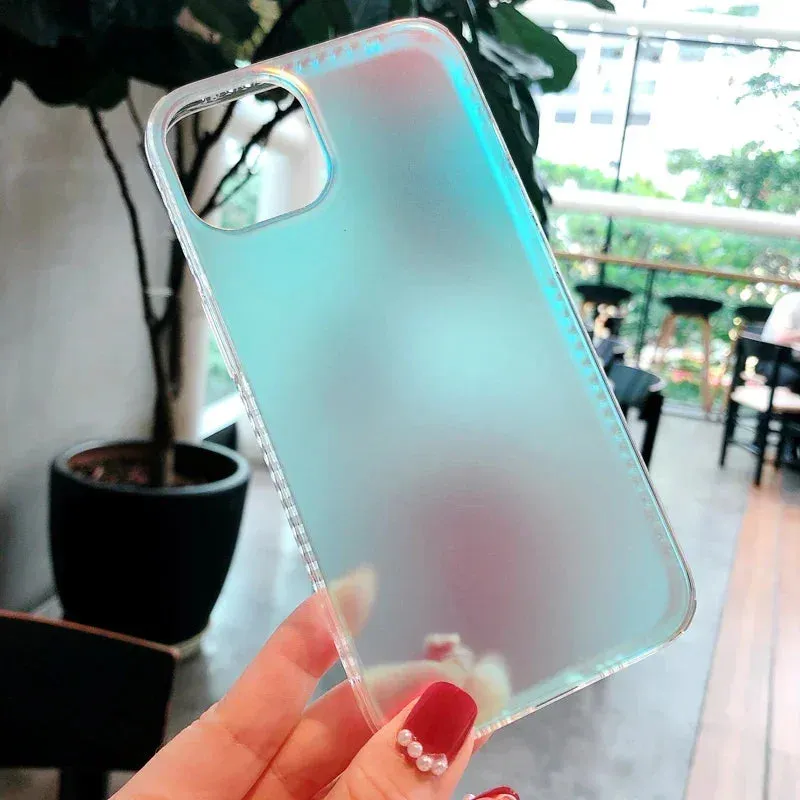 Aurora Laser Gradient Matte Shockproof Phone Case for iPhone – Stylish Protective Cover