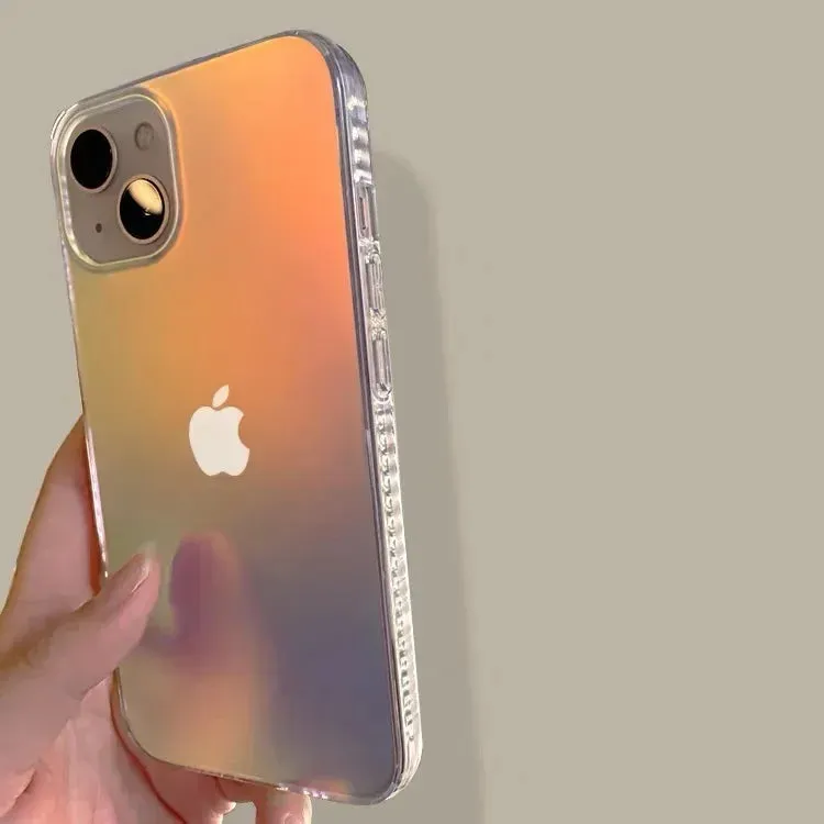 Aurora Laser Gradient Matte Shockproof Phone Case for iPhone – Stylish Protective Cover