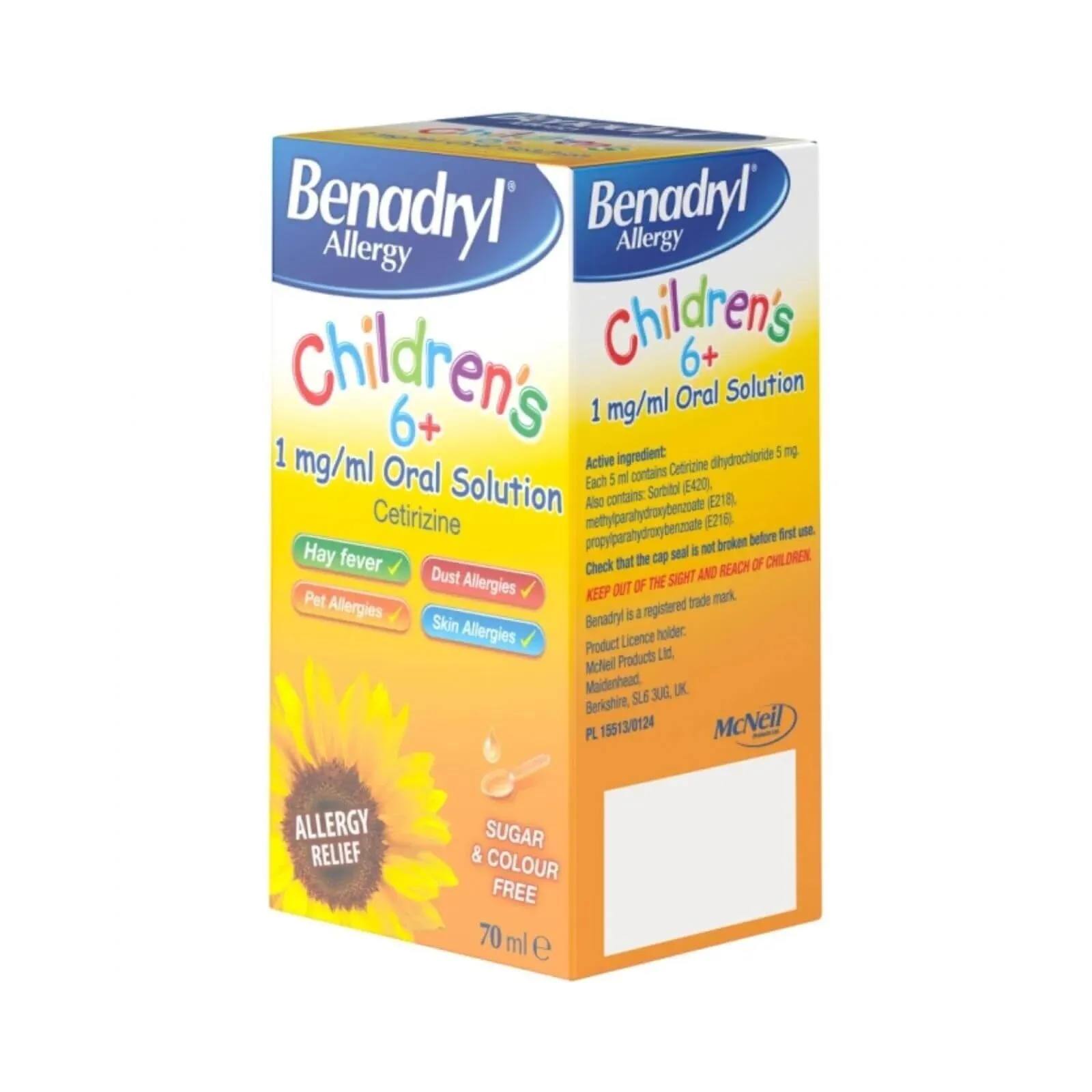 Benadryl Allergy Children's 1 mg/ml Oral Solution 6  months 70ml