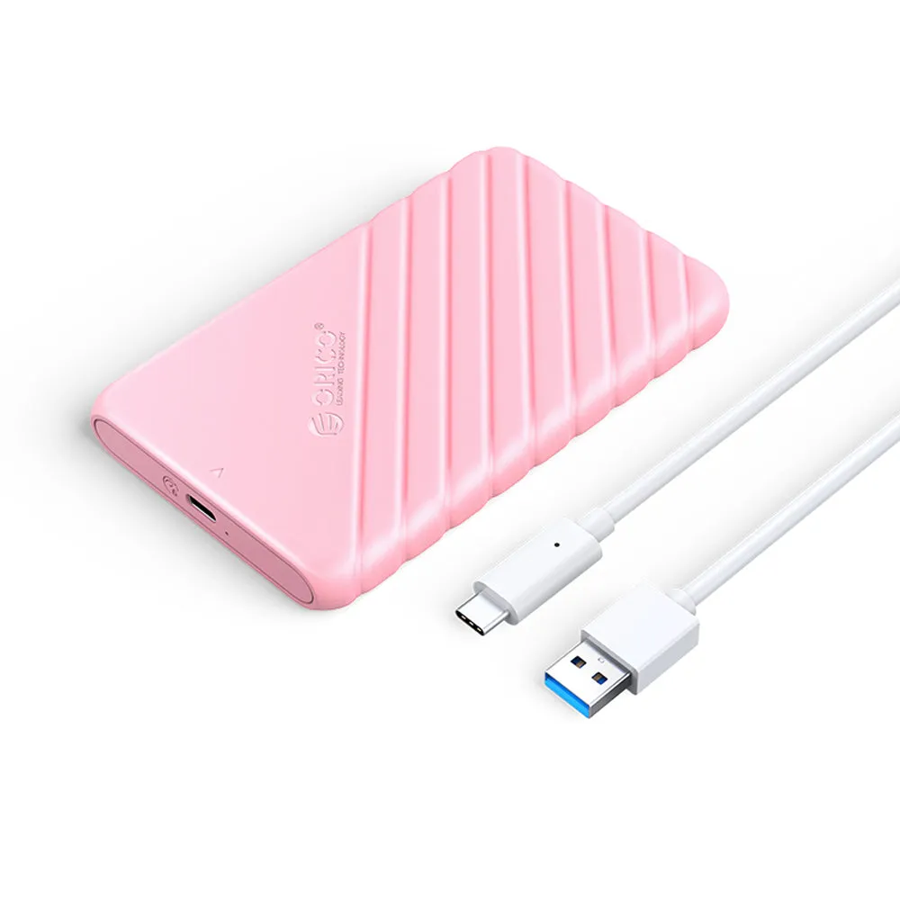 [CLEARANCE] ORICO 2.5 inch SATA to USB 3.1 Gen1 SSD/HDD Hard Disk Enclosure Tool-Free with 6Gbps Fast Transmission Rate,  (0.5m) USB-C to USB-A Data Cable, 6TB Max. Disk Capacity (Black, Blue, Pink, White) | 25PW1-C3