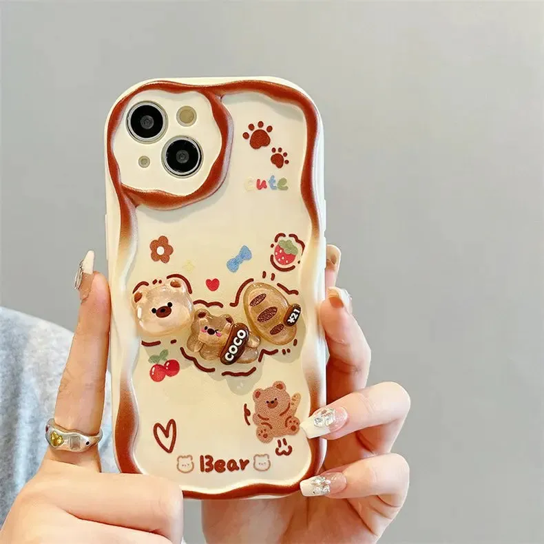 Cute Adorable Kuromi Rabbit Bear Wrist Strap Phone Case Cover For Samsung Galaxy S24 S23 S22 Ultra S21 FE