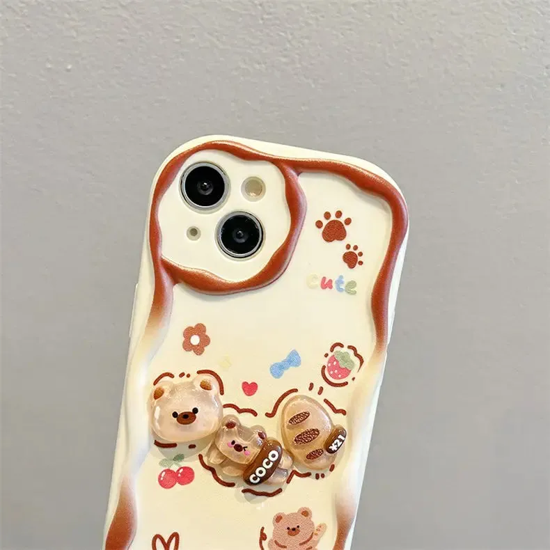 Cute Adorable Kuromi Rabbit Bear Wrist Strap Phone Case Cover For Samsung Galaxy S24 S23 S22 Ultra S21 FE