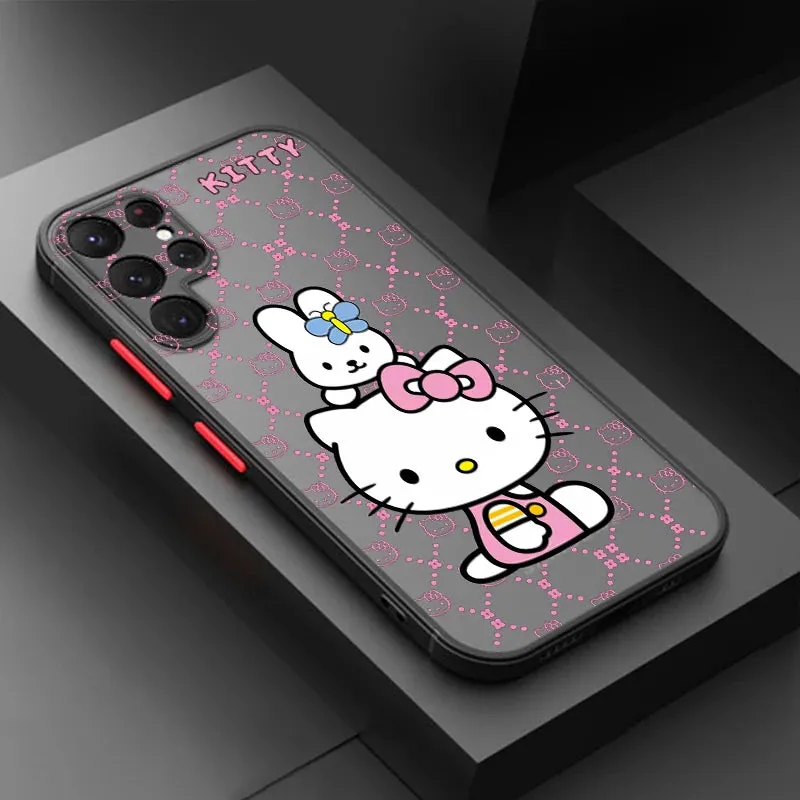 Cute Hello Kitty Ultra Lite Frosted Clear Phone Case Cover for Samsung Galaxy