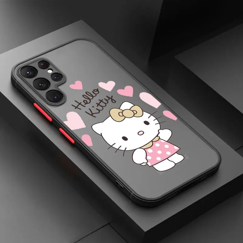 Cute Hello Kitty Ultra Lite Frosted Clear Phone Case Cover for Samsung Galaxy