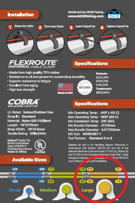 DD26 Fishing FLEXROUTE CABLE CLAMP KIT - 25 Pack