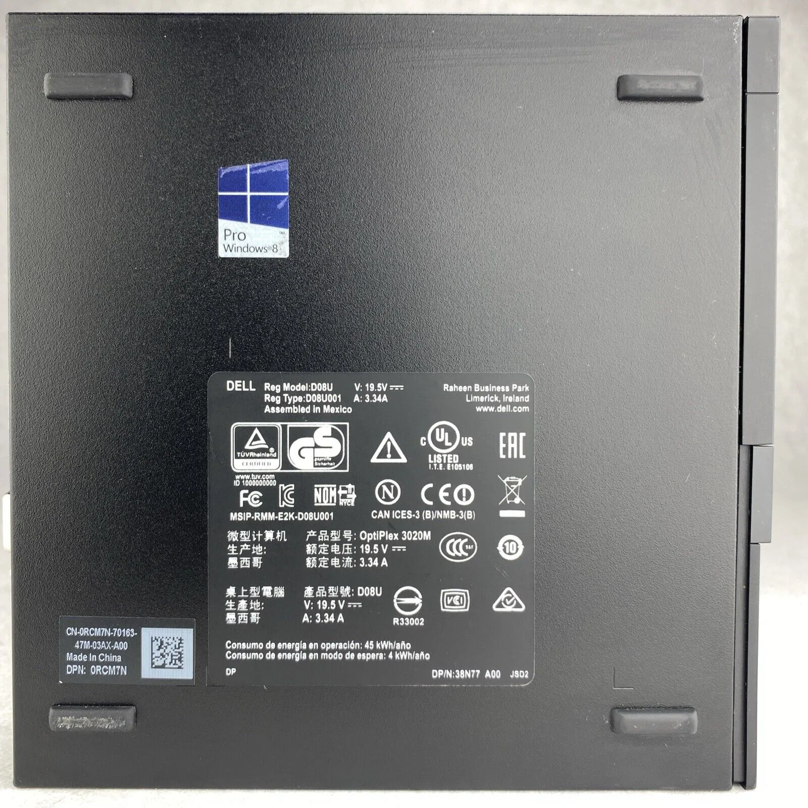 Dell OptiPlex 3020M Intel Core i3-4150T 3.0GHz 8GB RAM No AC No HDD OS