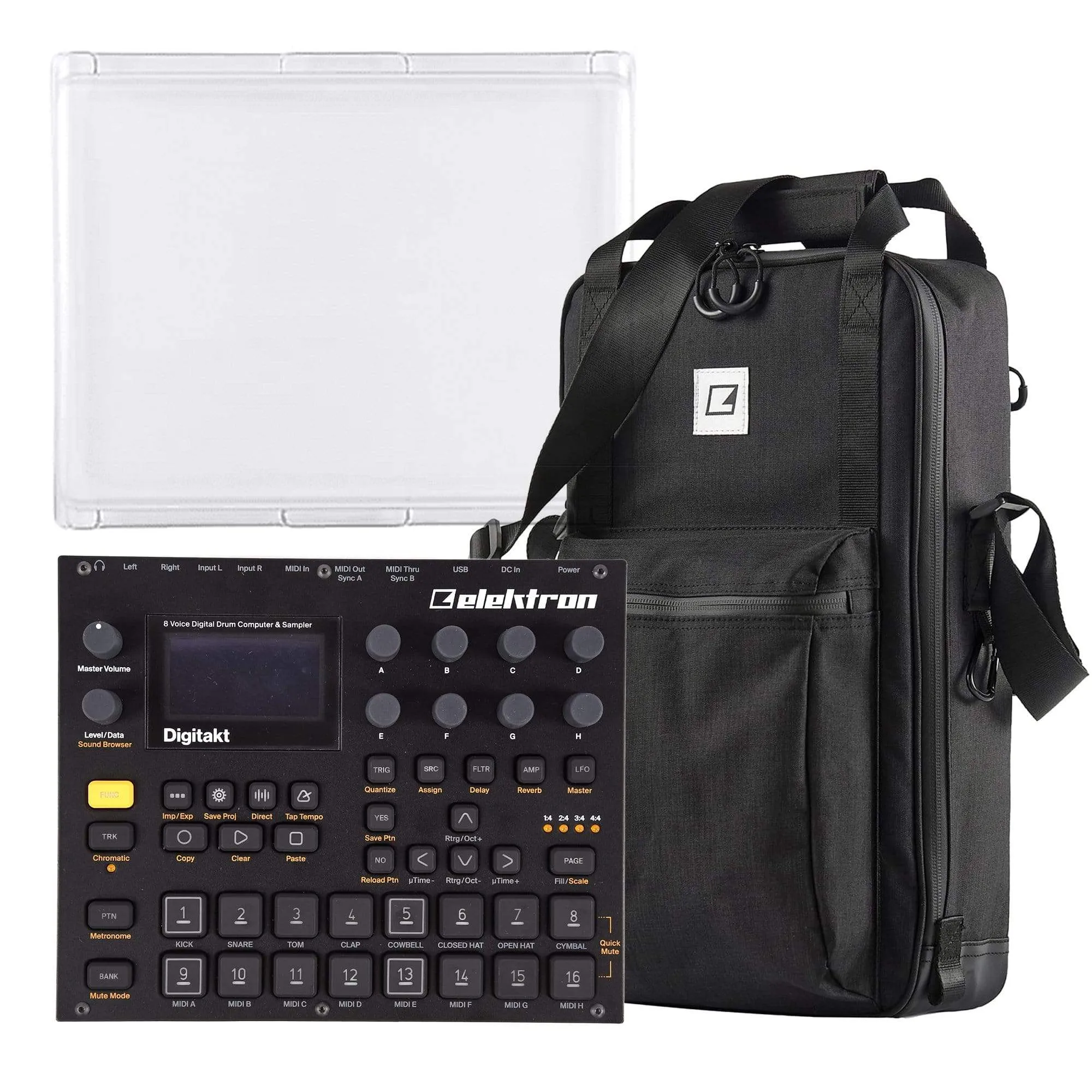 Elektron Digitakt 8-Voice Digital Drum Machine & Sampler, ECC-7 Carry Bag, and PL-2s Protective Lid Essentials Bundle