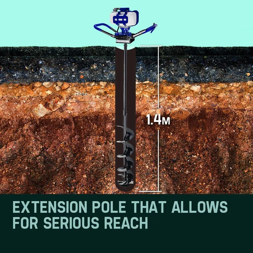 High Output 62cc Post Hole Digger Petrol Drill Powerblade