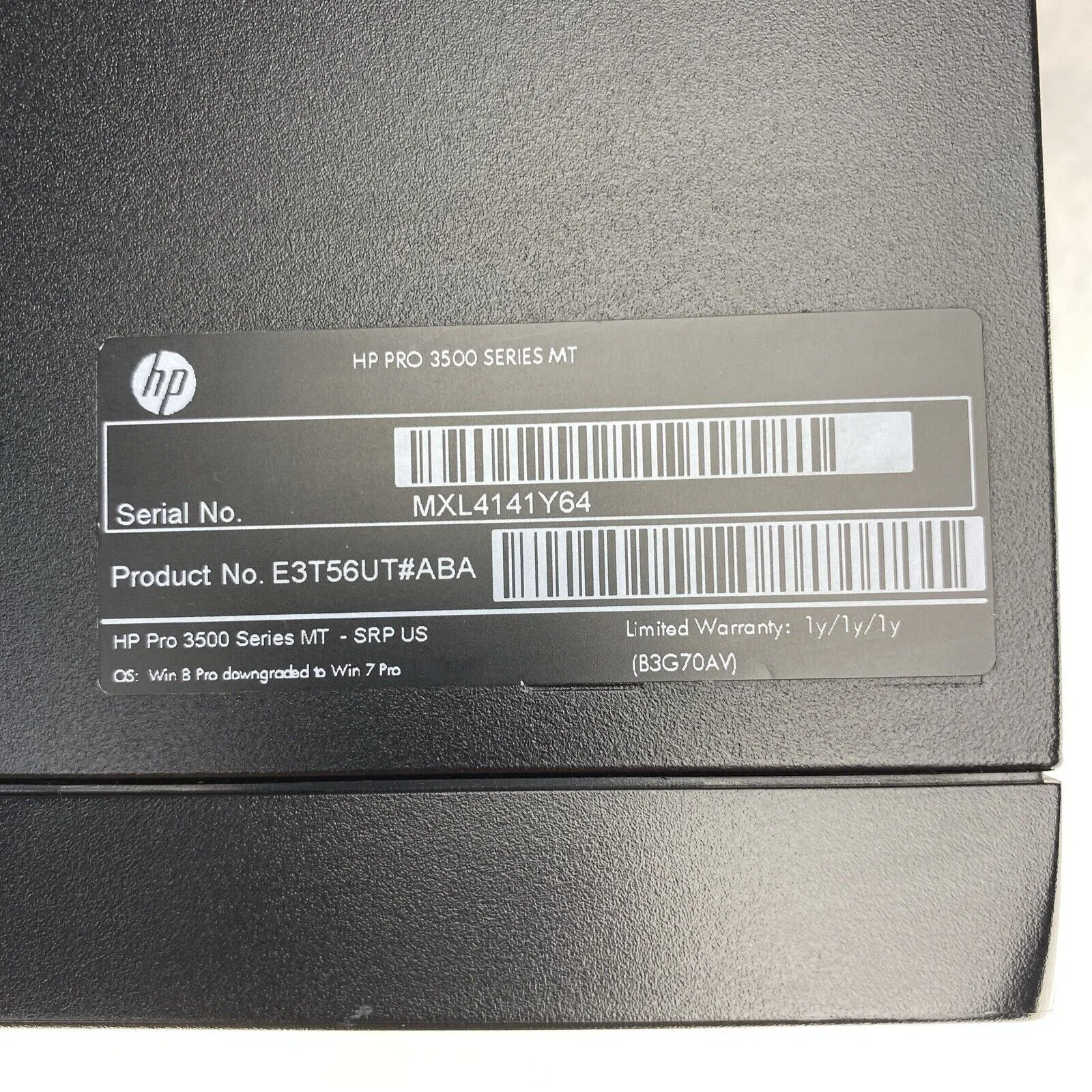 HP Pro 3500 Series MT Intel Core i3-3240 3.40GHz 4GB RAM DVDRW No HDD No OS