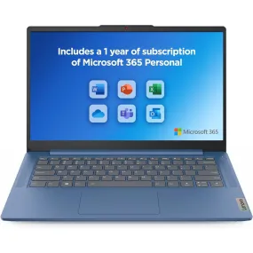 Lenovo IdeaPad Slim 3 14" Full HD Laptop Compact Efficient and Reliable 4GB 128GB SSD- Blue