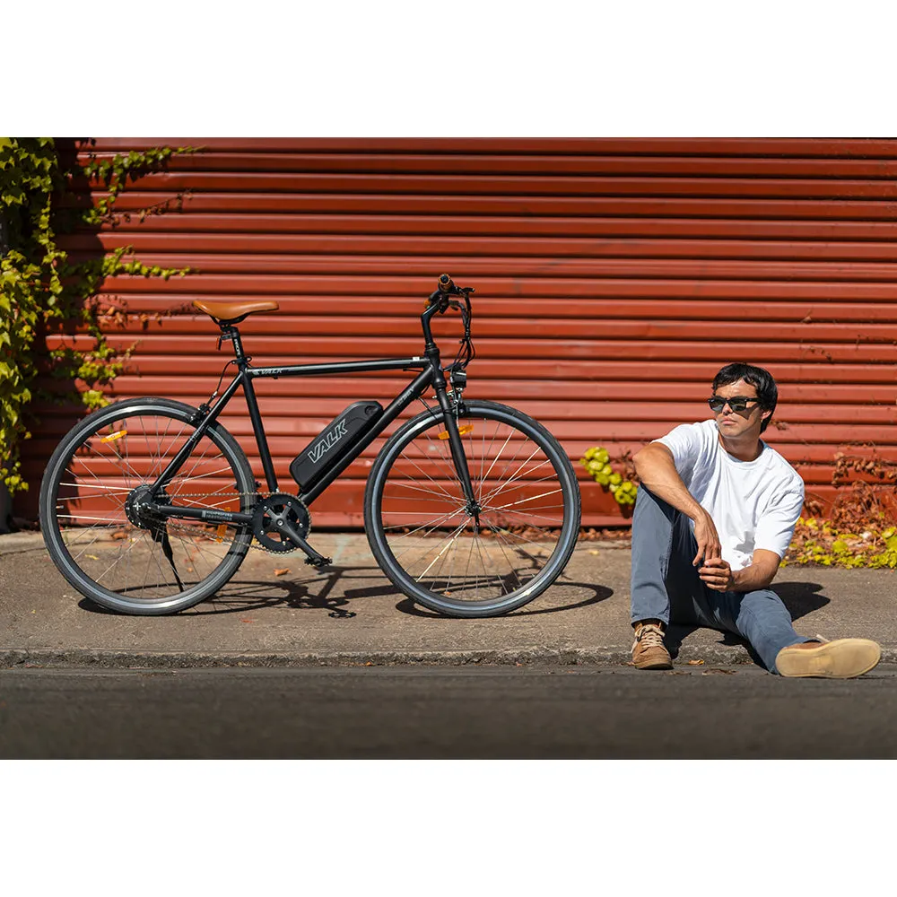 Matte Black eBike 36V 250W, LED Light, V-Brake, Hybrid Tyres - Valk