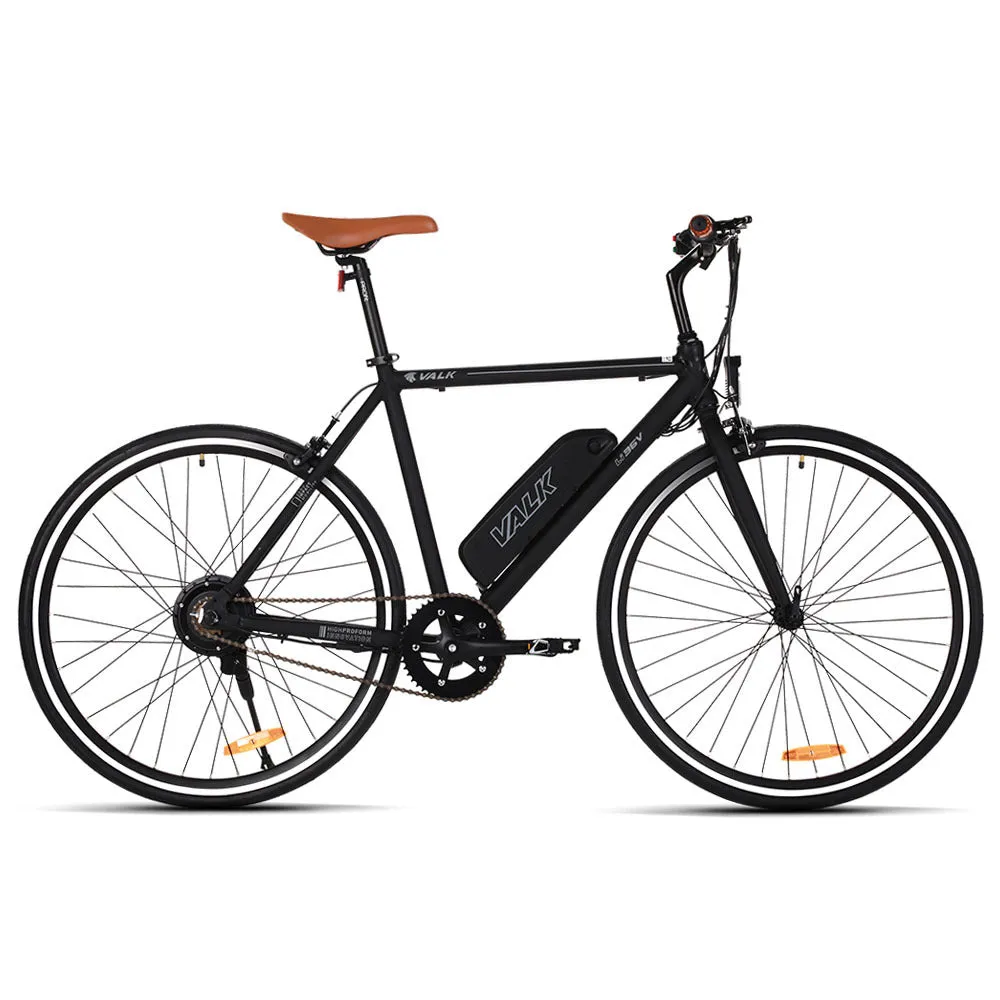 Matte Black eBike 36V 250W, LED Light, V-Brake, Hybrid Tyres - Valk