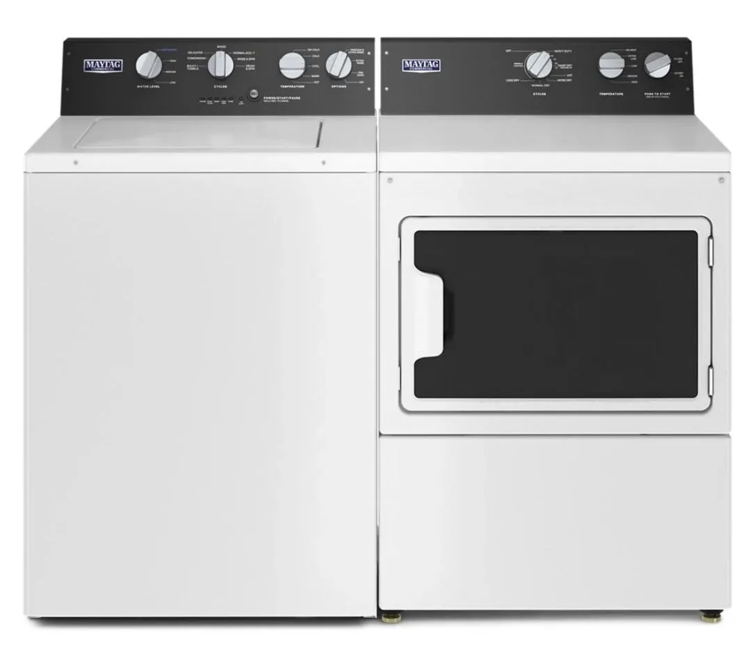 Maytag® Commercial White washer and dryerset  with 5 Year warranty MVWP586GW_MEDP586KW