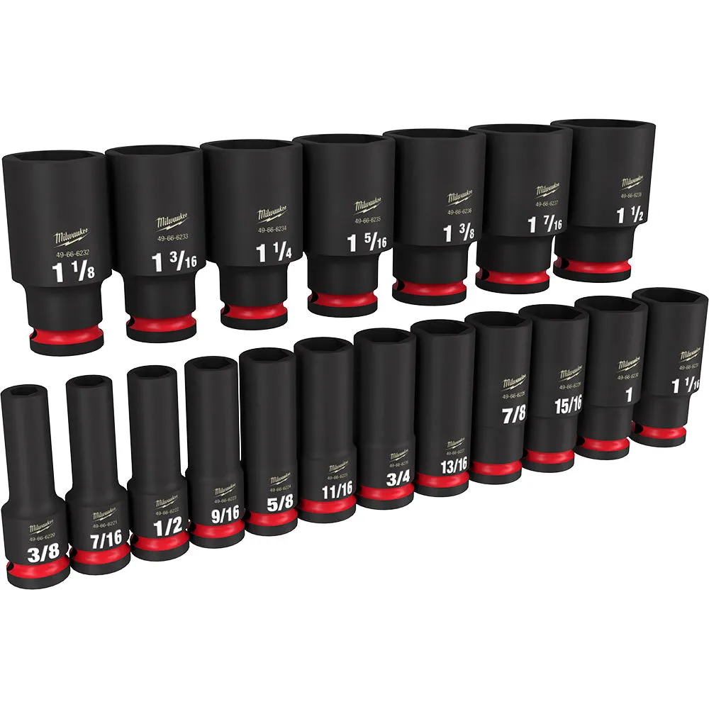 Milwaukee 49-66-7012 19PCSHOCKWAVE Impact Duty™ 1/2" Drive SAE Deep 6 Point Socket Set