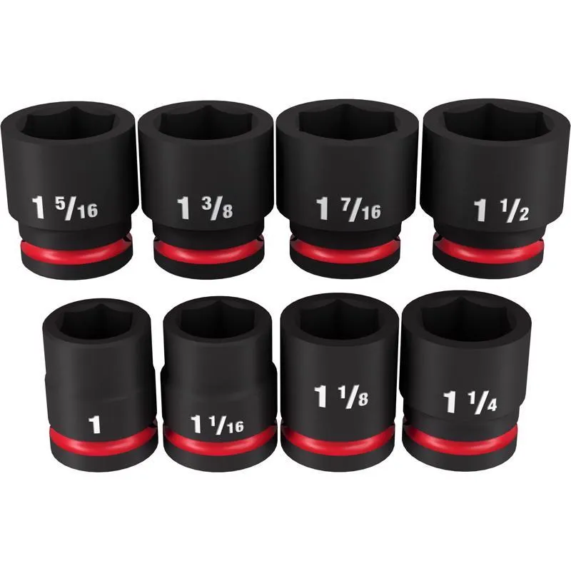 Milwaukee Shockwave 1-3/8 in. X 3/4 in. drive SAE 6 Point Standard Impact Socket Set 8 pc