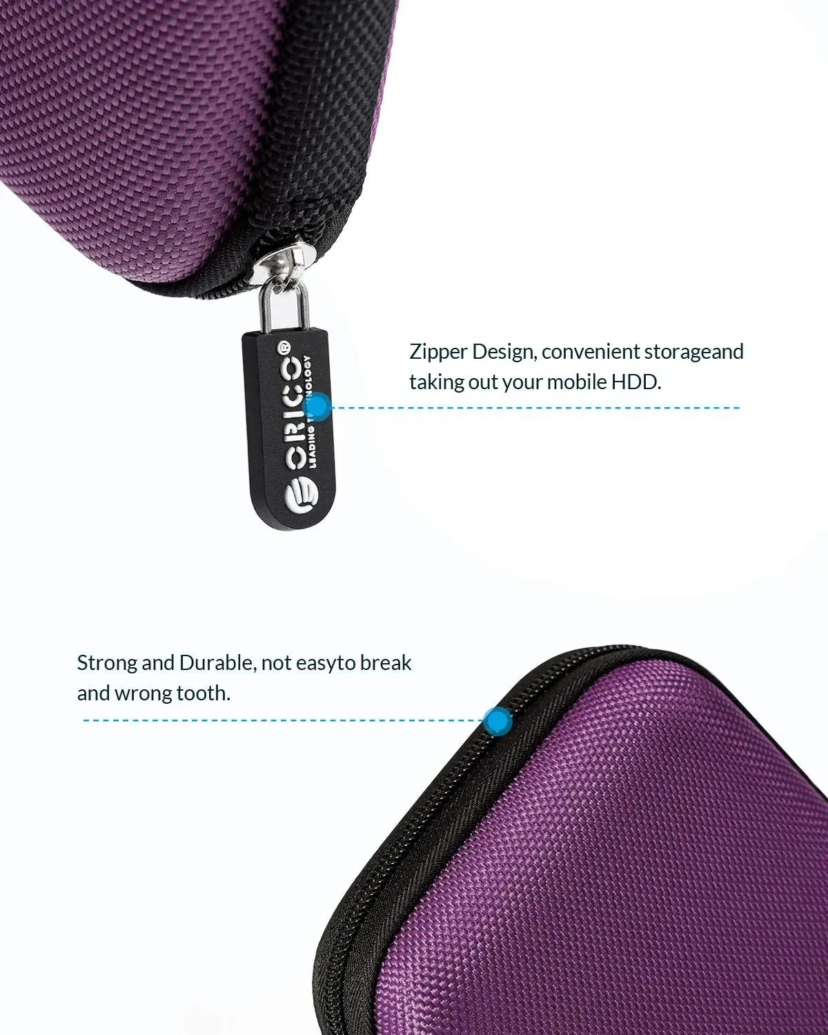ORICO-PHD-25-PU-BP 2.5" Nylon External Drive Storage Caring Bag For WD My Passport Element, Seagate, Toshiba, Samsung