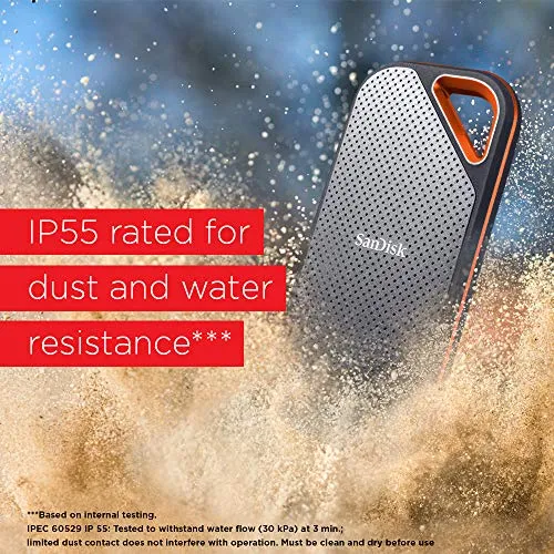 SanDisk 2TB Extreme PRO Portable SSD - Up to 2000MB/s - USB-C, USB 3.2 Gen 2x2 - External Solid State Drive - SDSSDE81-2T00-G25