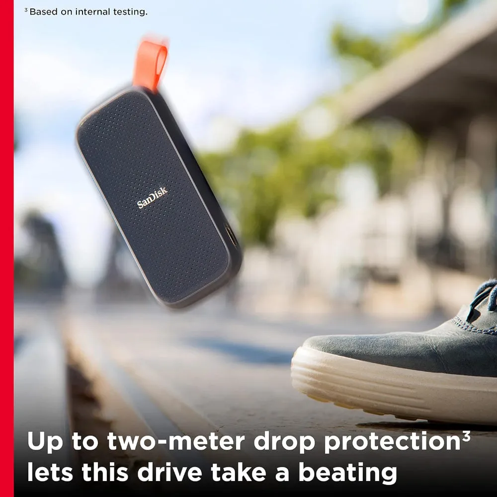 SanDisk Portable SSD 2TB 1TB USB 3.2 Gen2 External Solid State Drive with 800MB/s Read Speed, Drop Resistant with Rubber Hook