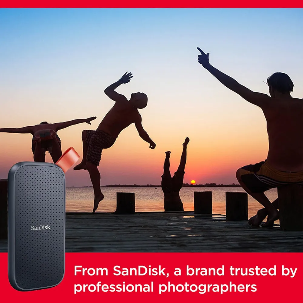 SanDisk Portable SSD 2TB 1TB USB 3.2 Gen2 External Solid State Drive with 800MB/s Read Speed, Drop Resistant with Rubber Hook