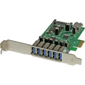 StarTech.com 7 Port PCI Express USB 3.0 Card - Standard and Low-Profile Design - PCI Express x1 - Plug-in Card - 7 USB Port(s) - 7 USB 3.0 Port(s) - PC, Linux