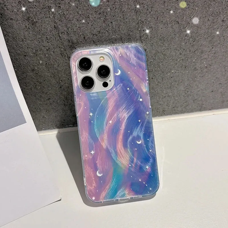 Uakiss Fashion Glitter Starry Gradient Phone Case For iPhone 15 16 Pro Max 16E 14 13 11 12Pro Max 7 8Plus SE2 X XS XR Shockproof Cover