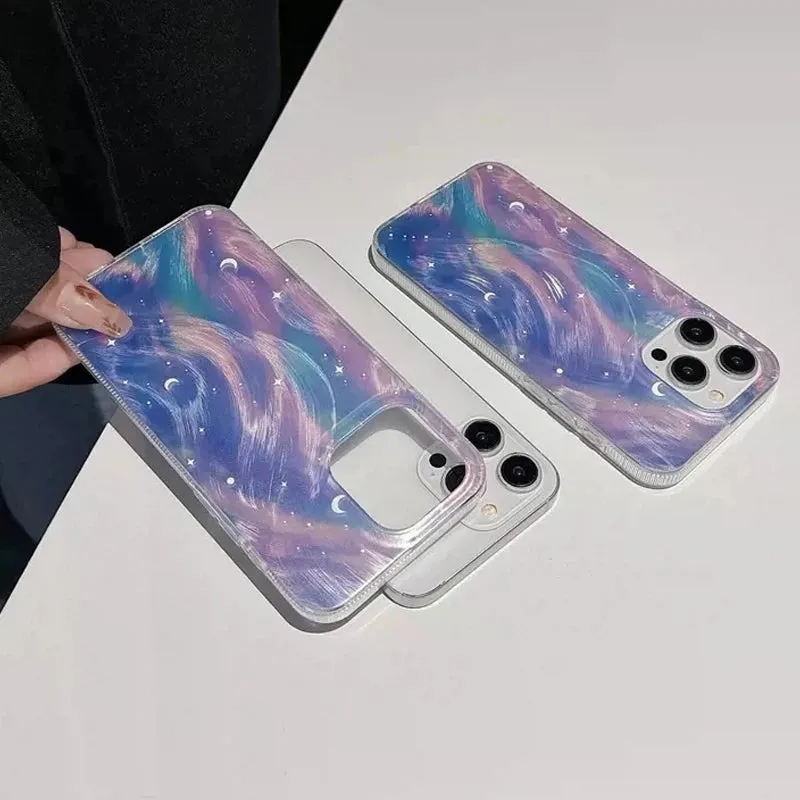 Uakiss Fashion Glitter Starry Gradient Phone Case For iPhone 15 16 Pro Max 16E 14 13 11 12Pro Max 7 8Plus SE2 X XS XR Shockproof Cover
