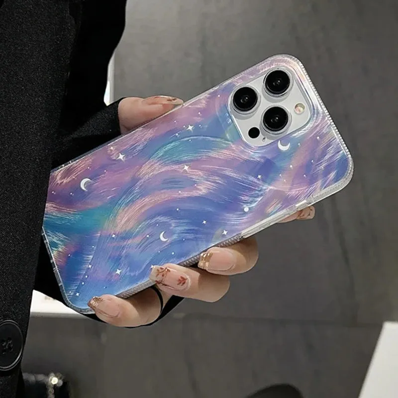Uakiss Fashion Glitter Starry Gradient Phone Case For iPhone 15 16 Pro Max 16E 14 13 11 12Pro Max 7 8Plus SE2 X XS XR Shockproof Cover