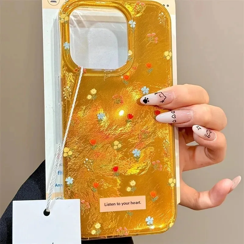 Uakiss Perforated Vortex Shell IMD Retro Small Flower Case For iPhone 16 15 14 13 12 11 Pro Max XS XR X SE2 7 8 Plus Shockproof Cover