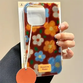 Uakiss Perforated Vortex Shell IMD Retro Small Flower Case For iPhone 16 15 14 13 12 11 Pro Max XS XR X SE2 7 8 Plus Shockproof Cover