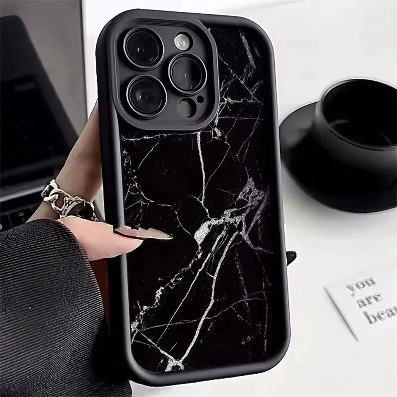 Uakiss Phone Case For iPhone 16E 16 15 14 Pro Max Plus 13 12 11 Pro XR X XS 7 8 Plus SE2 Oil Painting Gold Marble Shockproof Soft Cover