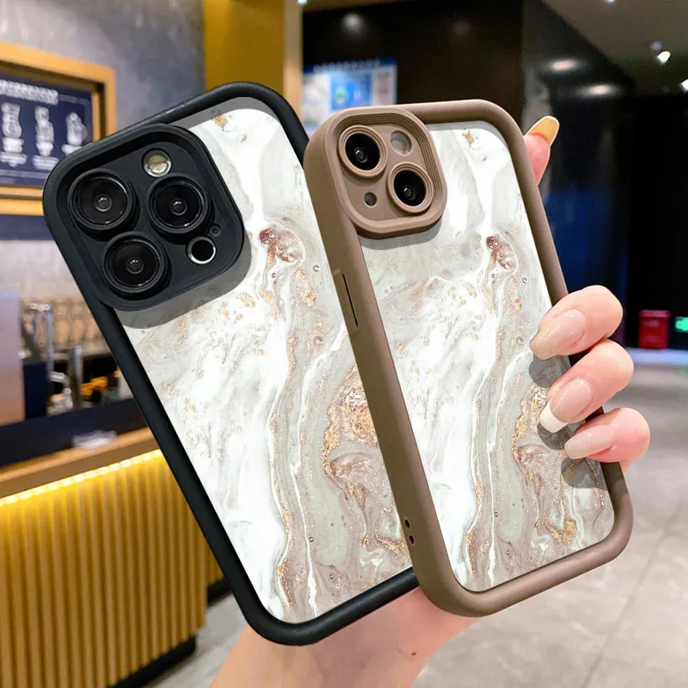 Uakiss Phone Case For iPhone 16E 16 15 14 Pro Max Plus 13 12 11 Pro XR X XS 7 8 Plus SE2 Oil Painting Gold Marble Shockproof Soft Cover