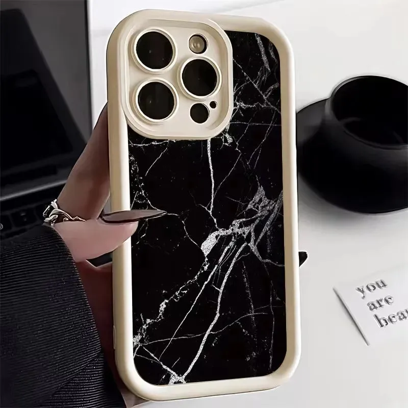 Uakiss Phone Case For iPhone 16E 16 15 14 Pro Max Plus 13 12 11 Pro XR X XS 7 8 Plus SE2 Oil Painting Gold Marble Shockproof Soft Cover