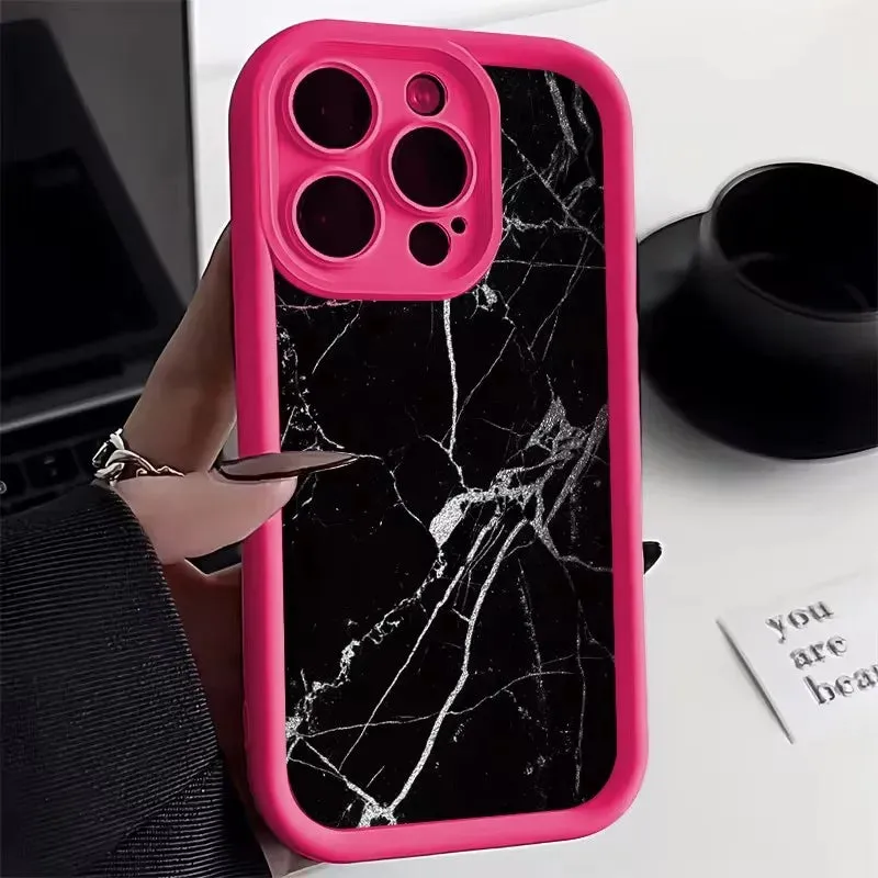 Uakiss Phone Case For iPhone 16E 16 15 14 Pro Max Plus 13 12 11 Pro XR X XS 7 8 Plus SE2 Oil Painting Gold Marble Shockproof Soft Cover